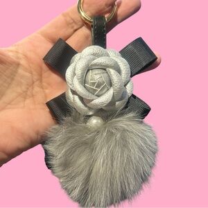 💋 4 FOR $50 /Designer Inspired Camellia Flower Furpuff Keychain/Bag Charm
